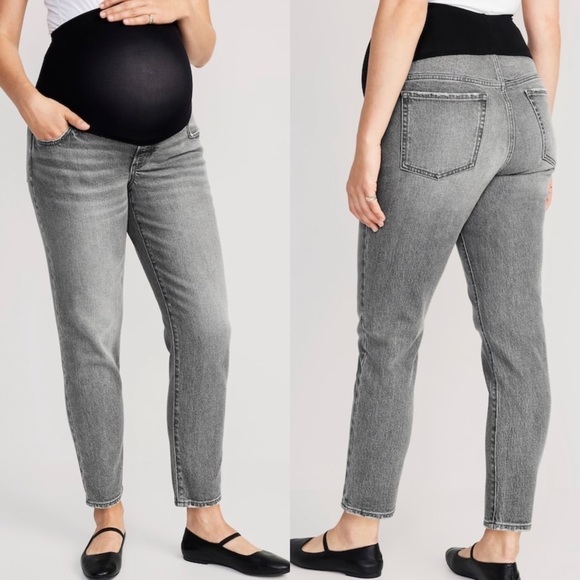 NWT Old Navy Maternity Panel OG Straight Jeans Grey Paloma - Picture 1 of 9